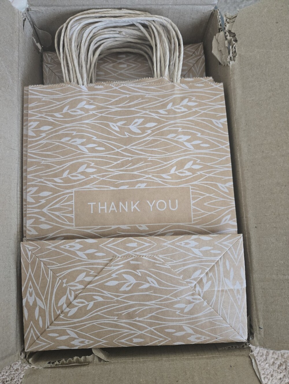 Kraft 'Thank You' Paper Gift Bag - Neutral Brown